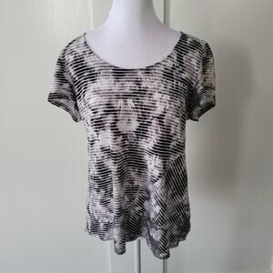 J. Jill	Size	S‎ Pure Jill Linen Blend Grey Black Striped Bleach Dye Top Casual
